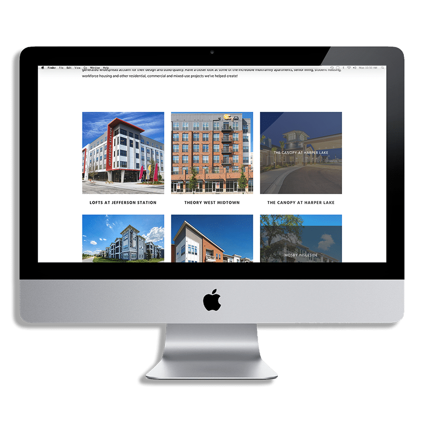 Summit website iMac mockup of featured construction projects